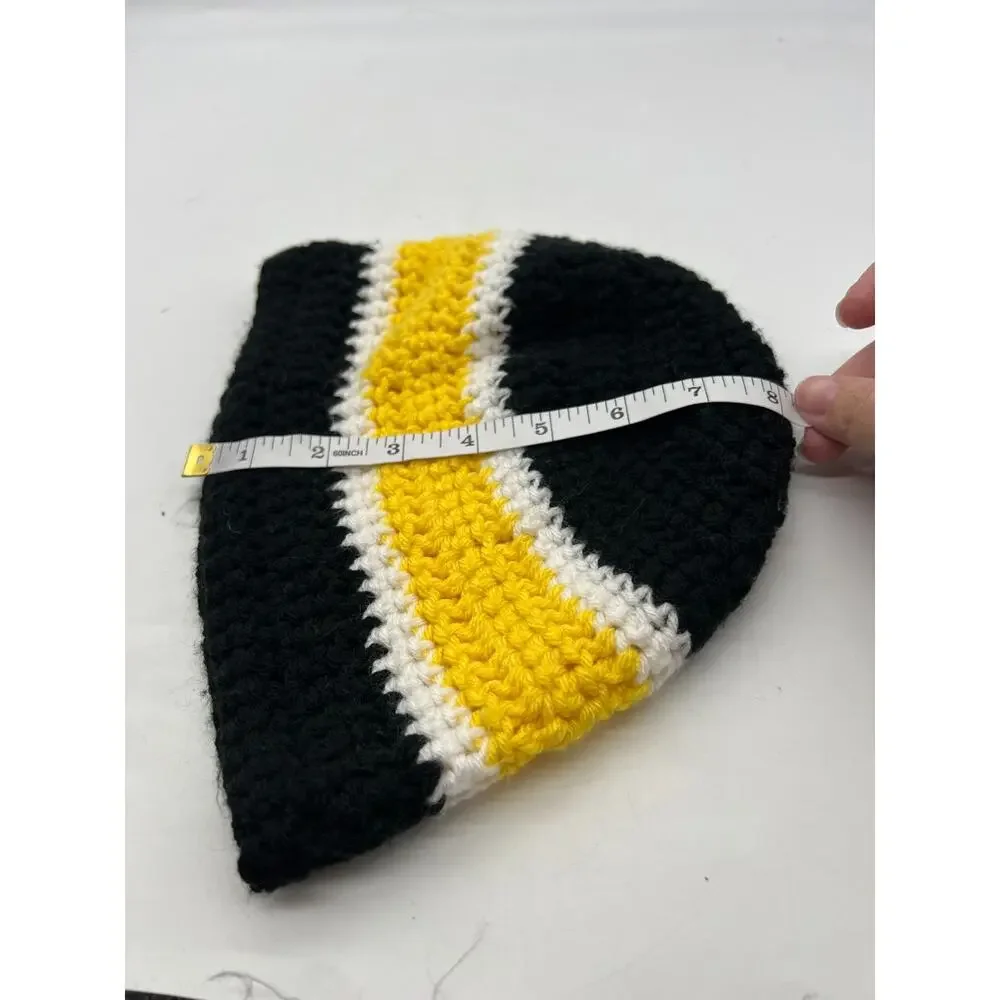 Knit Woven Black white‎ yellow Steelers Beanie Knit Hat Outdoors Unisex Small